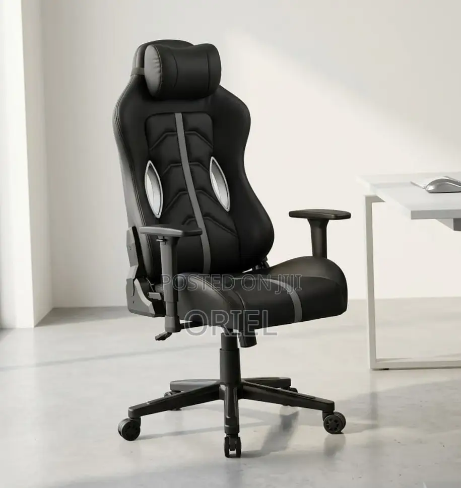 Gaming Chair : High Back Adjustable Recliner Black Gaming Chair