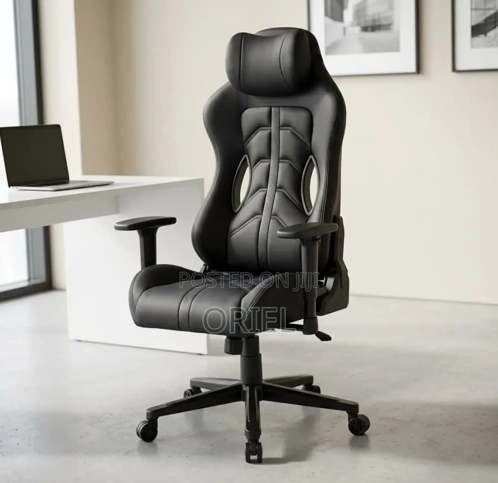 Gaming Chair : High Back Adjustable Recliner Black Gaming Chair