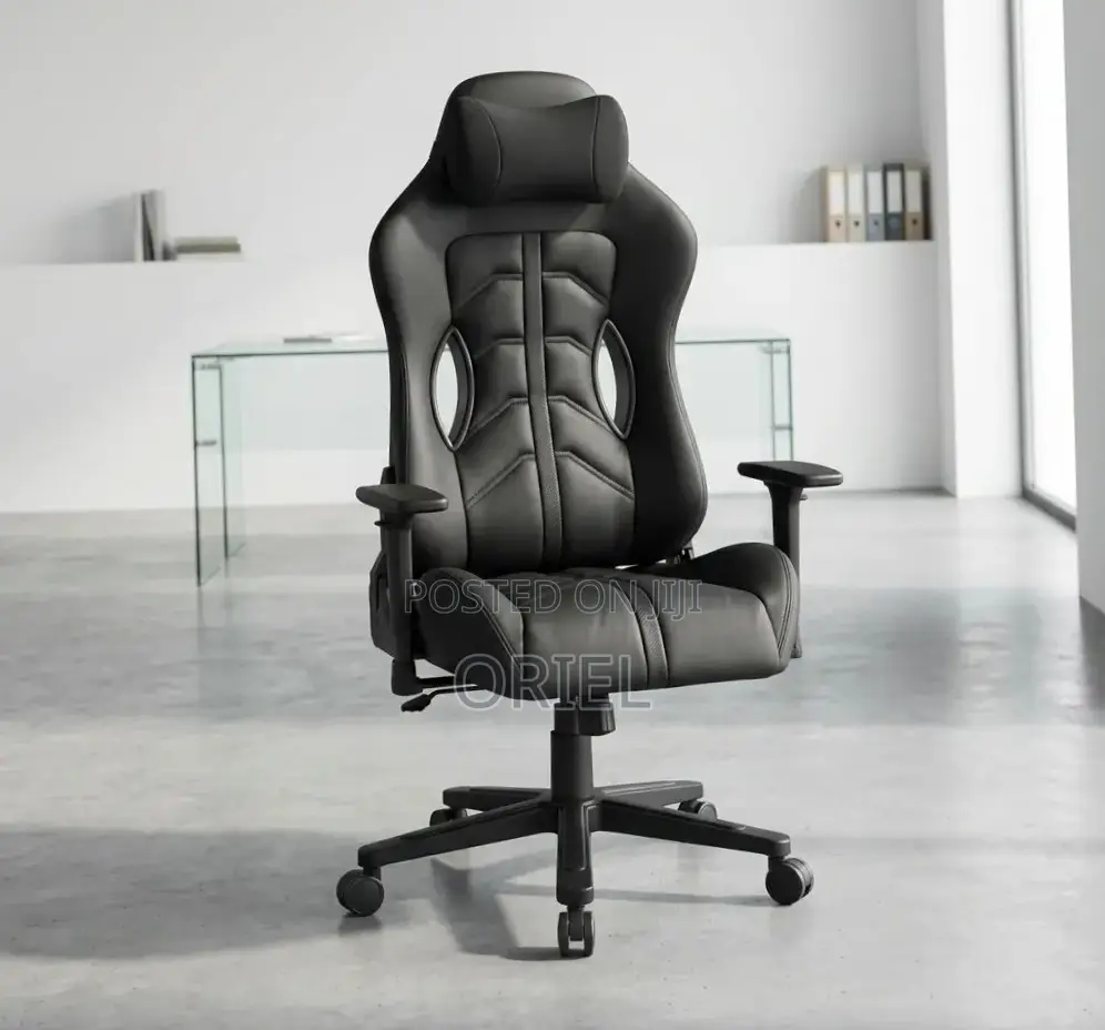 Gaming Chair : High Back Adjustable Recliner Black Gaming Chair