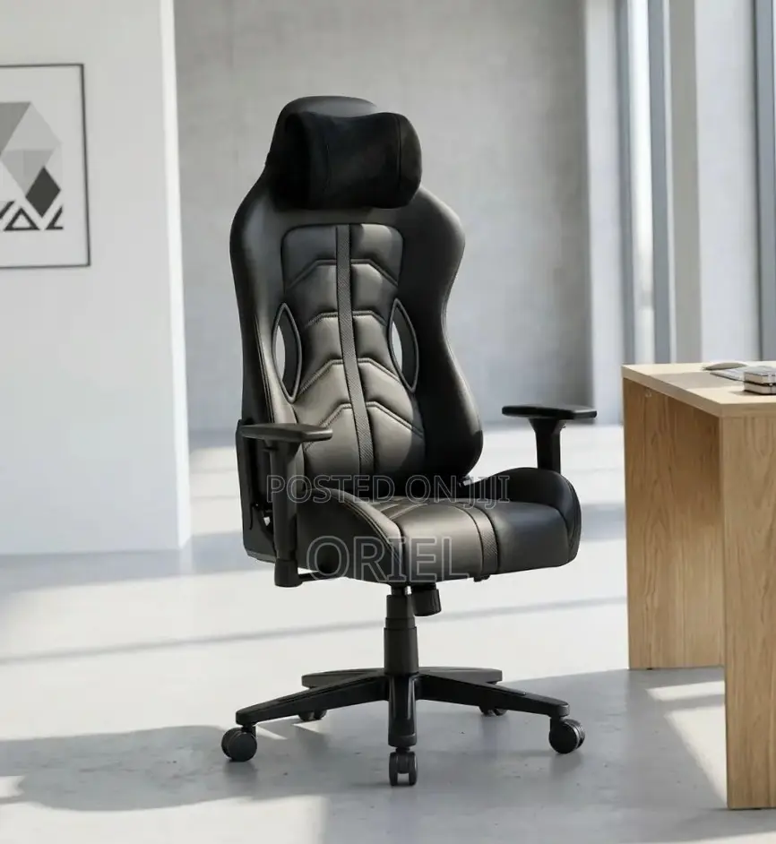 Gaming Chair : High Back Adjustable Recliner Black Gaming Chair