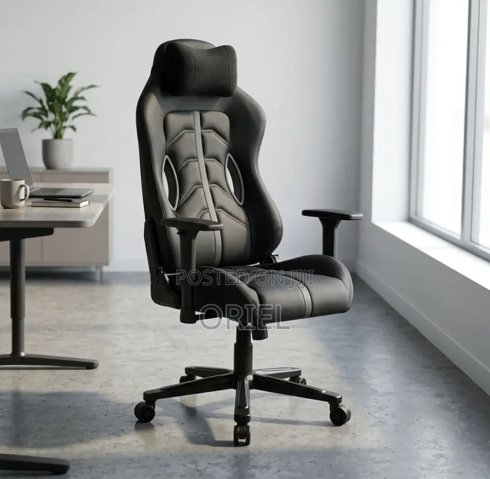 Gaming Chair : High Back Adjustable Recliner Black Gaming Chair