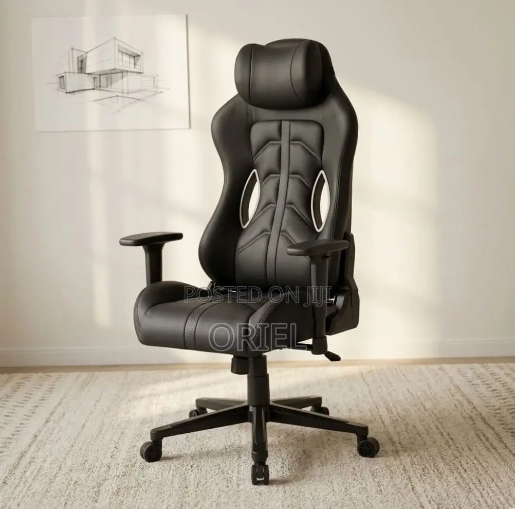 Gaming Chair : High Back Adjustable Recliner Black Gaming Chair