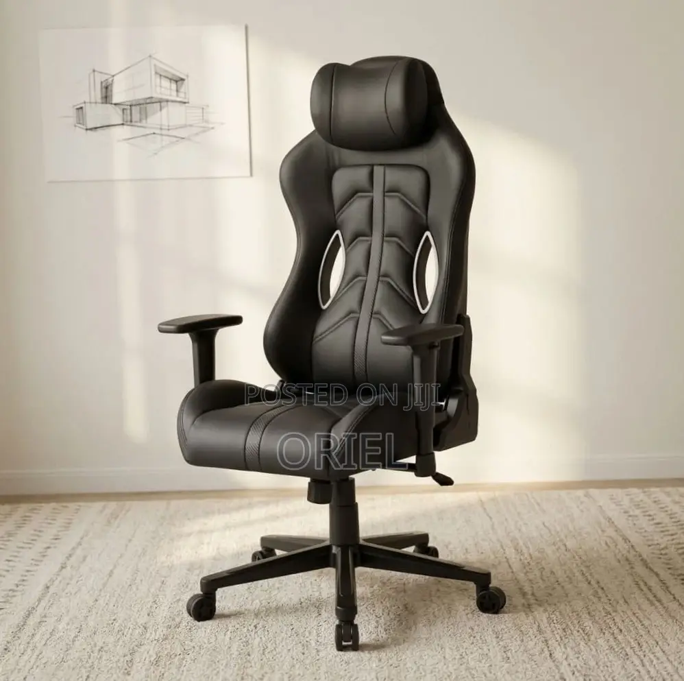 Gaming Chair : High Back Adjustable Recliner Black Gaming Chair