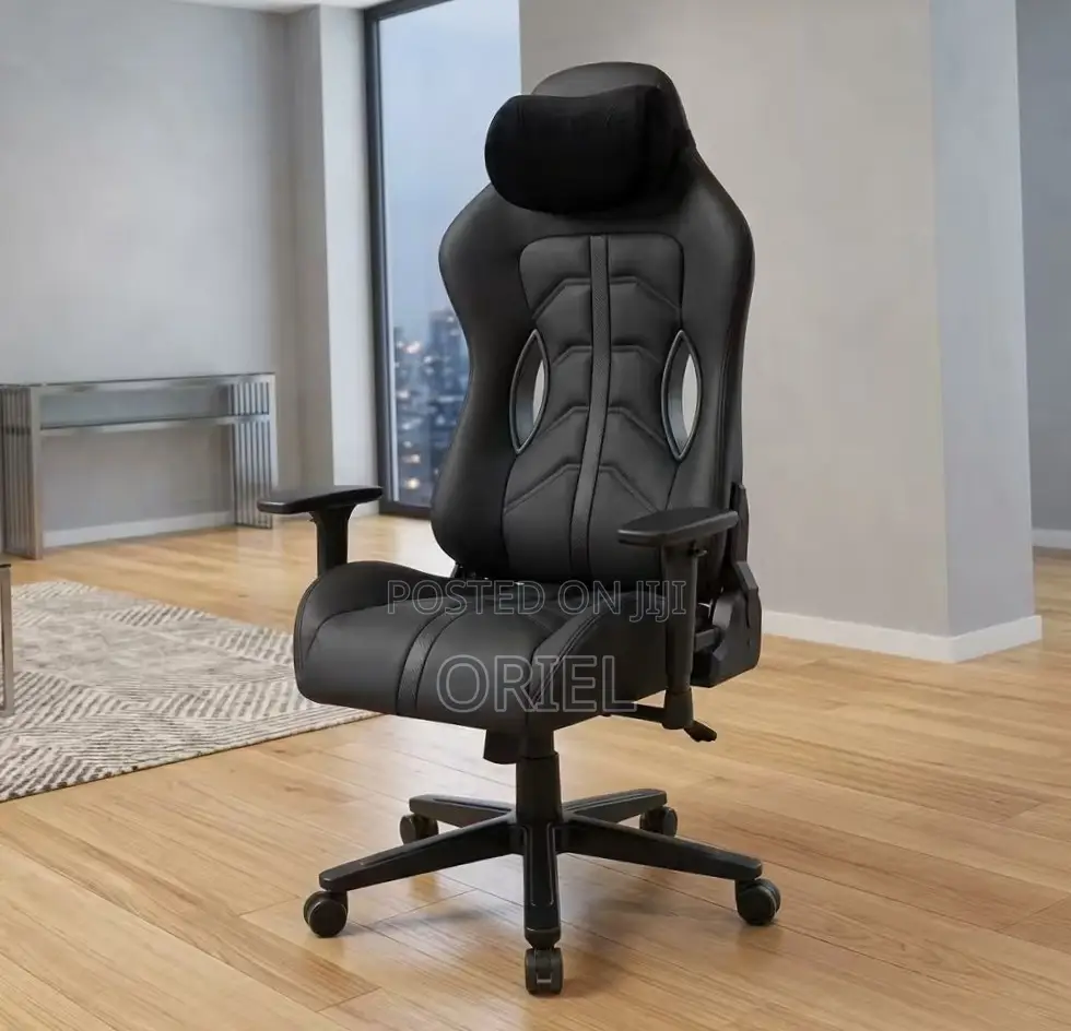 Gaming Chair : High Back Adjustable Recliner Black Gaming Chair