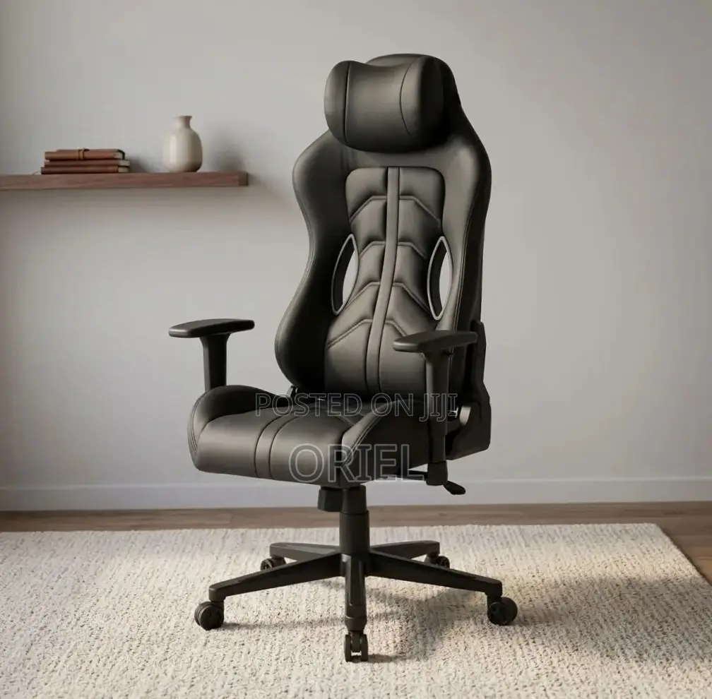 Gaming Chair : High Back Adjustable Recliner Black Gaming Chair