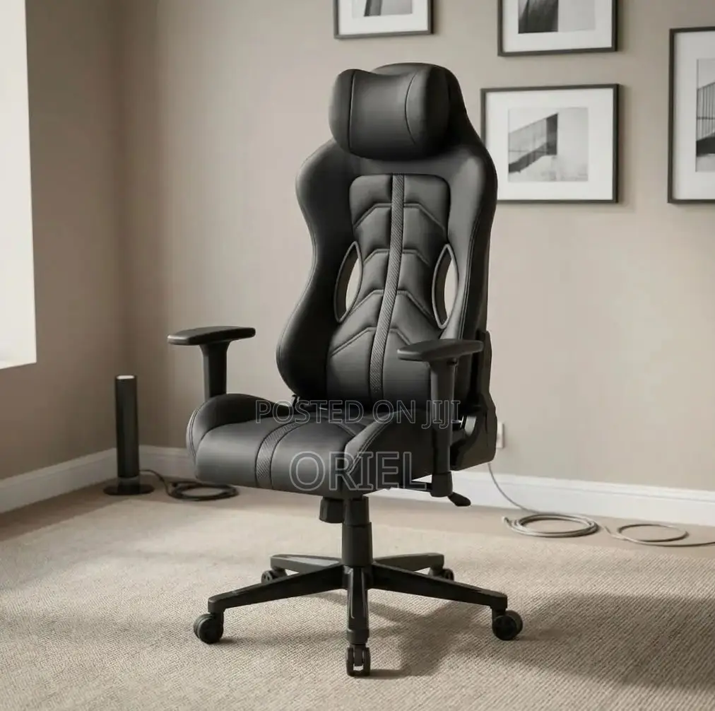 Gaming Chair : High Back Adjustable Recliner Black Gaming Chair