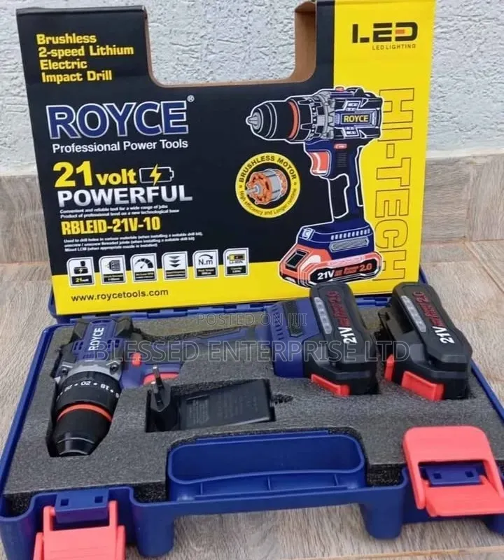 Powerful Royce 21 Volt Drill Set Machine Brushless