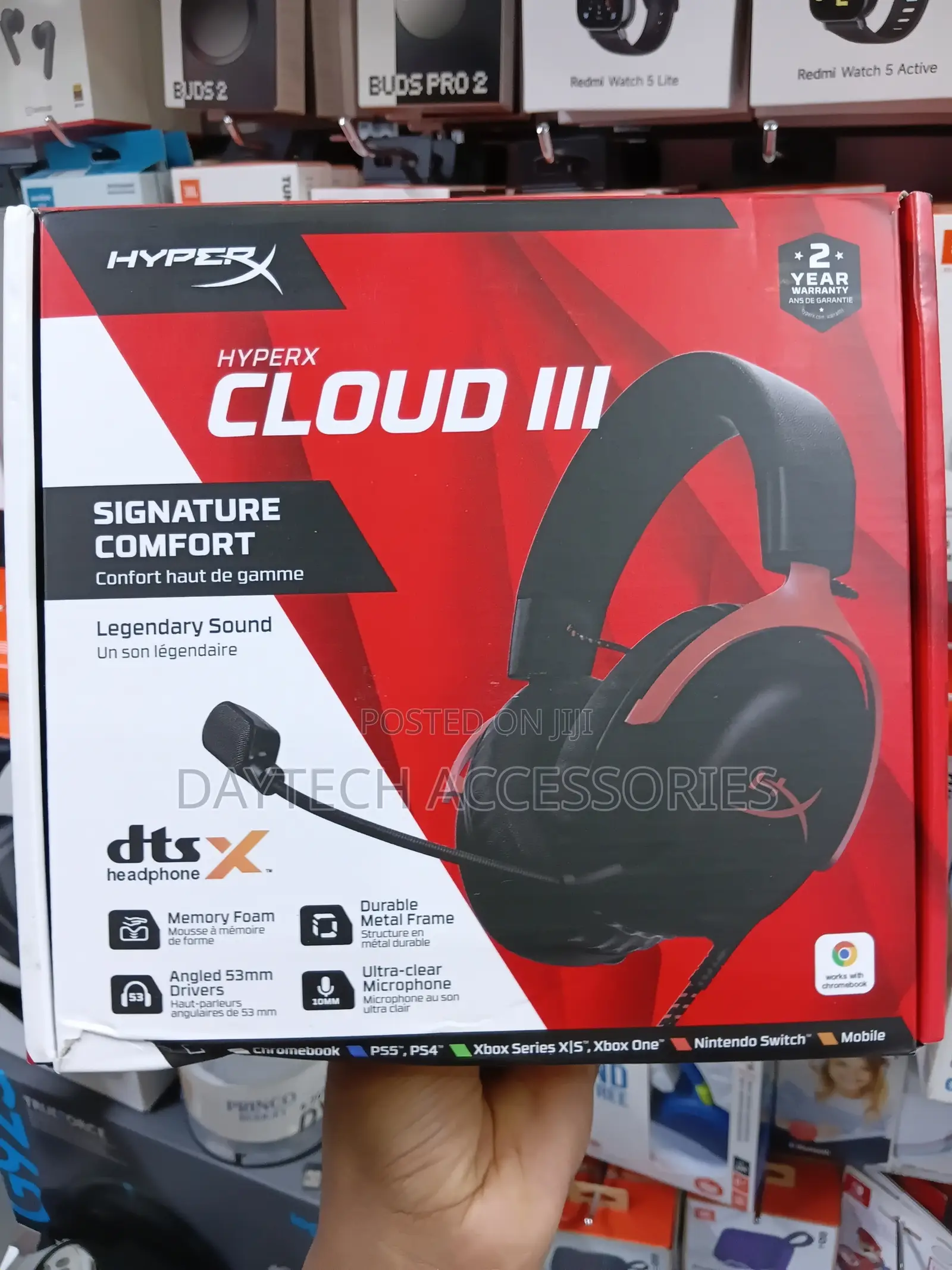 HyperX Cloud III Wired Gaming Headset (Black/Red).