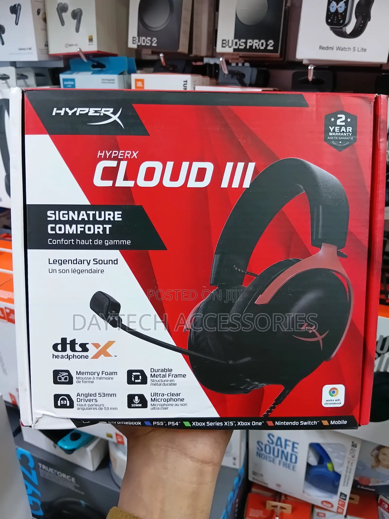 HyperX Cloud III Wired Gaming Headset (Black/Red).