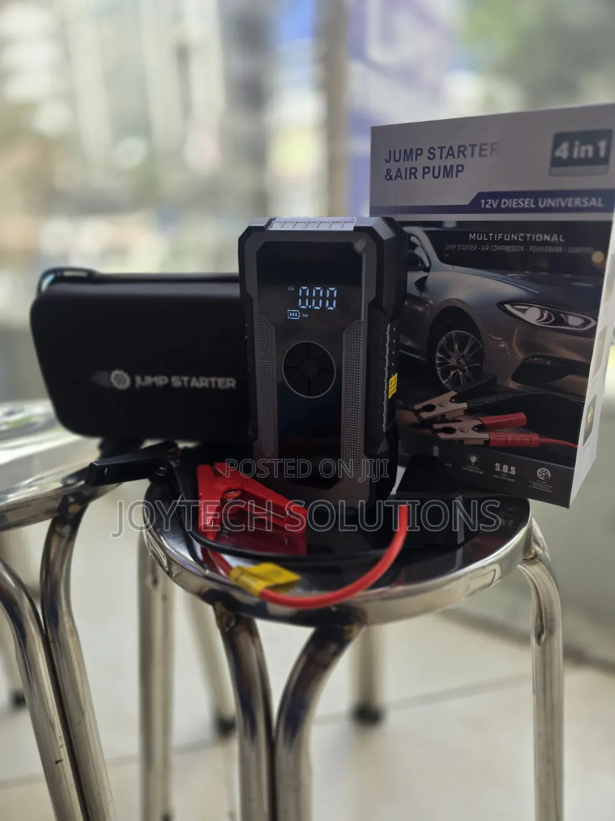 🚨 Premium Car Jump Starter, Air Compressor & Power Bank 4-in-1
