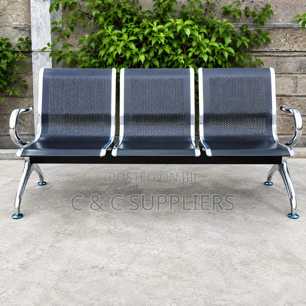 3-Seater Non Padded Hospital Bench.