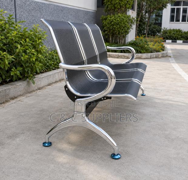 3-Seater Non Padded Hospital Bench. - main view
