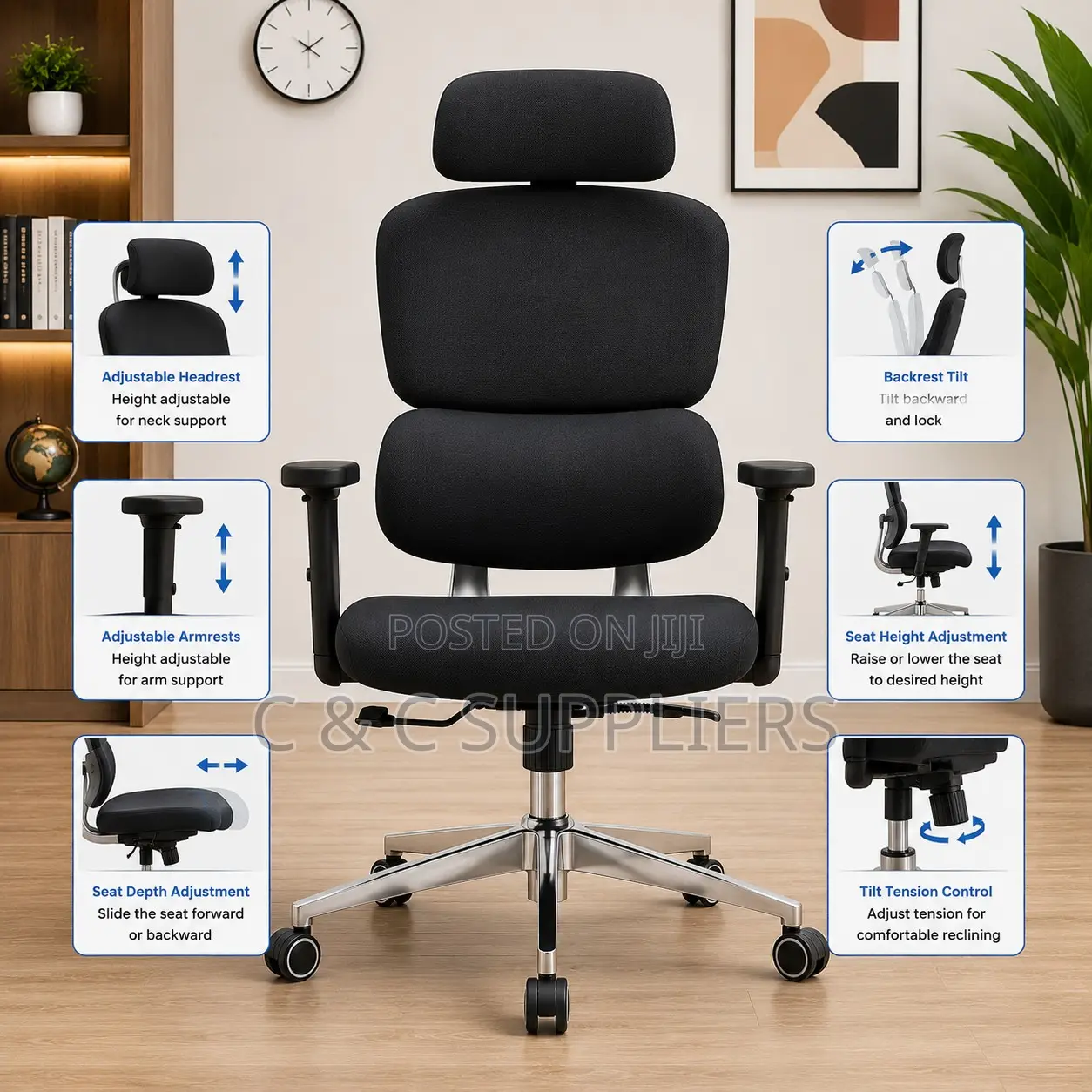 Fabric Executive Chair With Lumber Support.