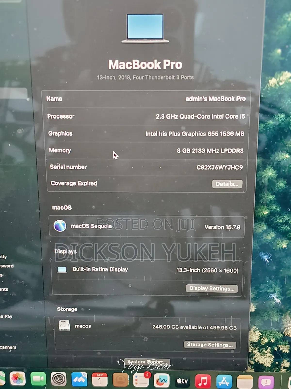 Laptop Apple MacBook Pro 2019 8GB Intel Core i5 SSD 500GB