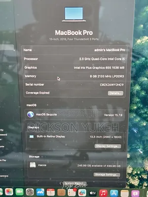 Laptop Apple MacBook Pro 2019 8GB Intel Core i5 SSD 500GB