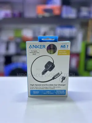 Anker Nano 75W Car Charger With Built-in Retractable USB-C Cable