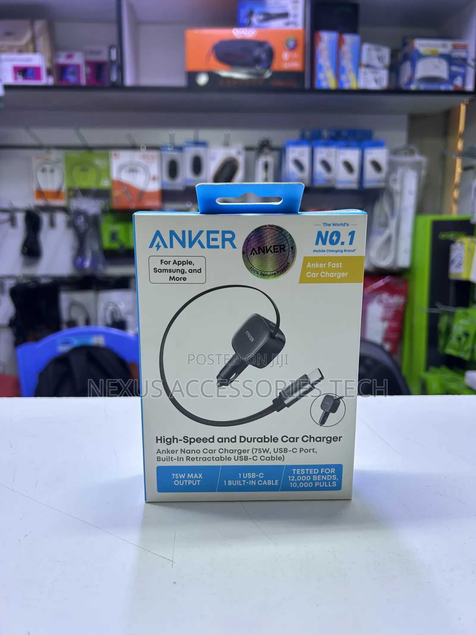 Anker Nano 75W Car Charger With Built-in Retractable USB-C Cable