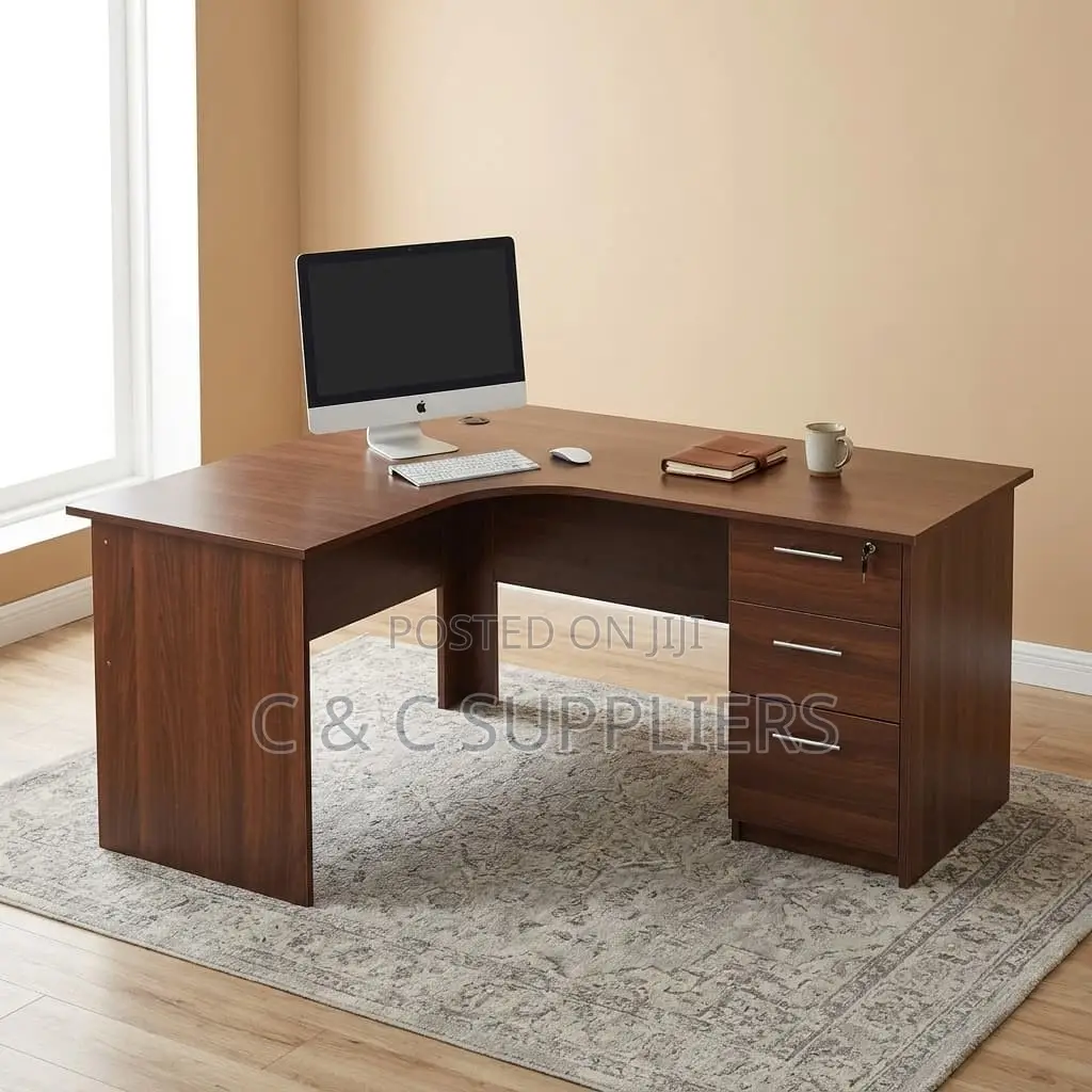 Curved Wooden Brown Generic Desk-1.2m