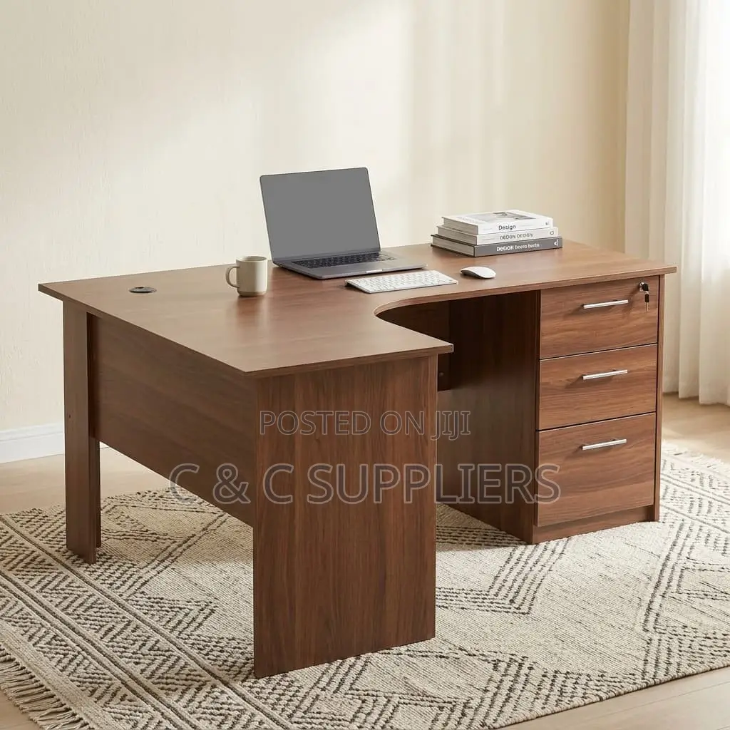 Curved Wooden Brown Generic Desk-1.2m