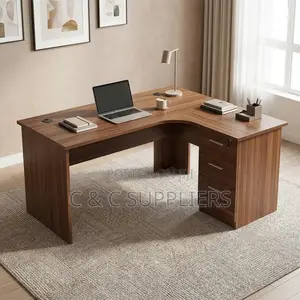 Curved Wooden Brown Generic Desk-1.2m
