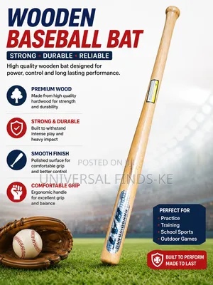 Wooden Baseball Bat – Durable Training and Practice Bat