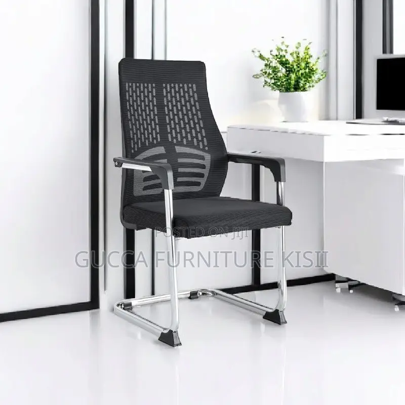 Office Chair; Midback Chrome Based Visitors Office Chair