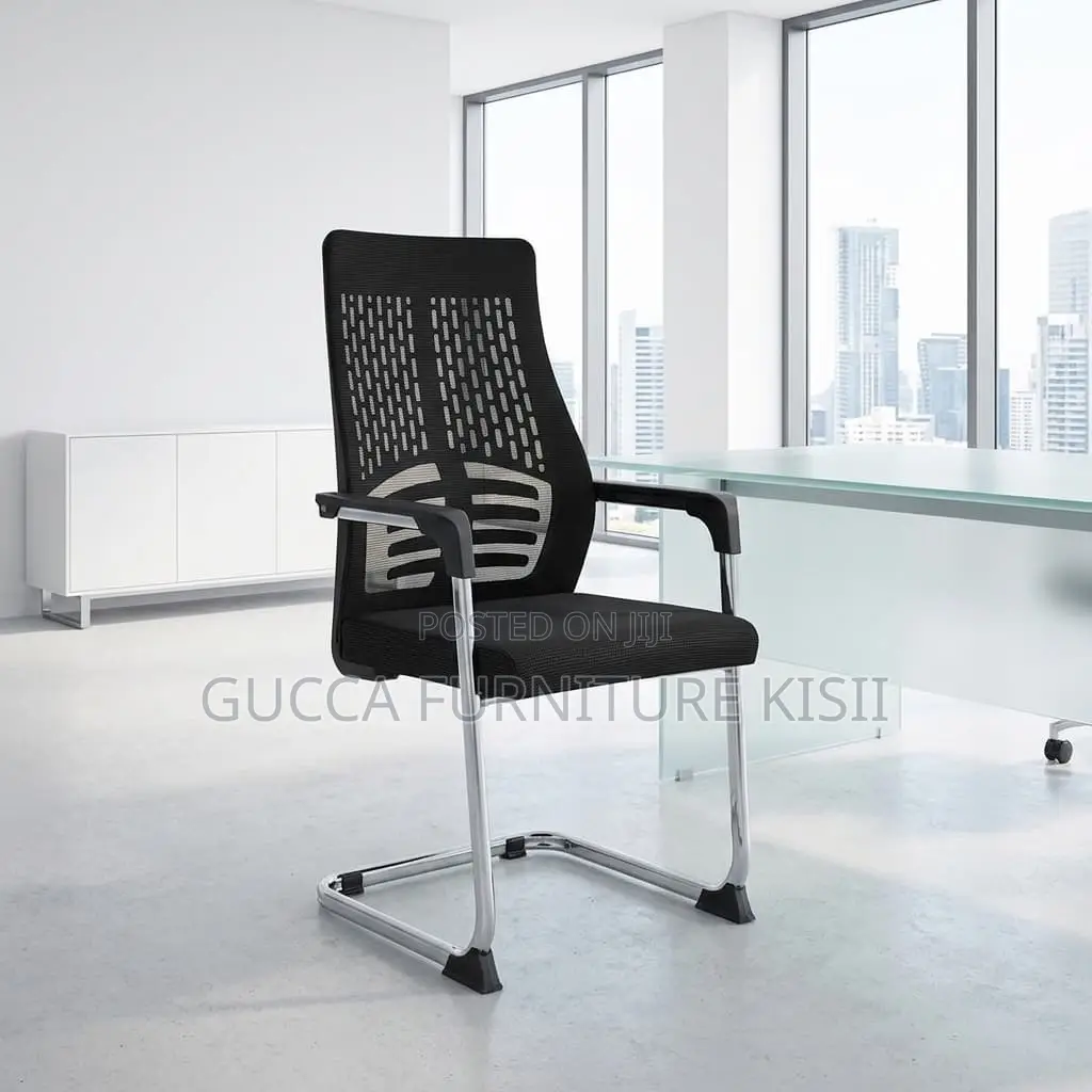 Office Chair; Midback Chrome Based Visitors Office Chair