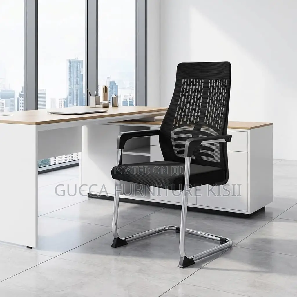 Office Chair; Midback Chrome Based Visitors Office Chair