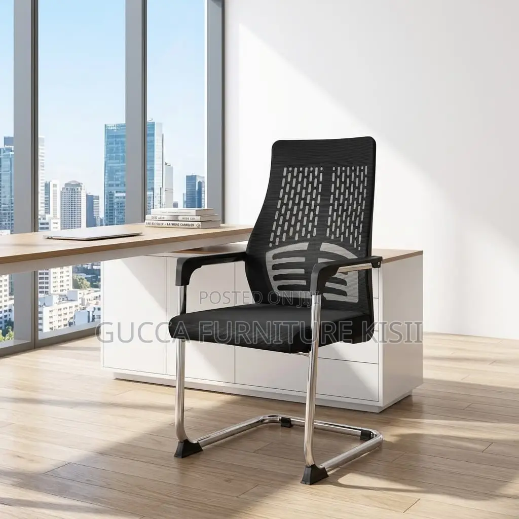 Office Chair; Midback Chrome Based Visitors Office Chair