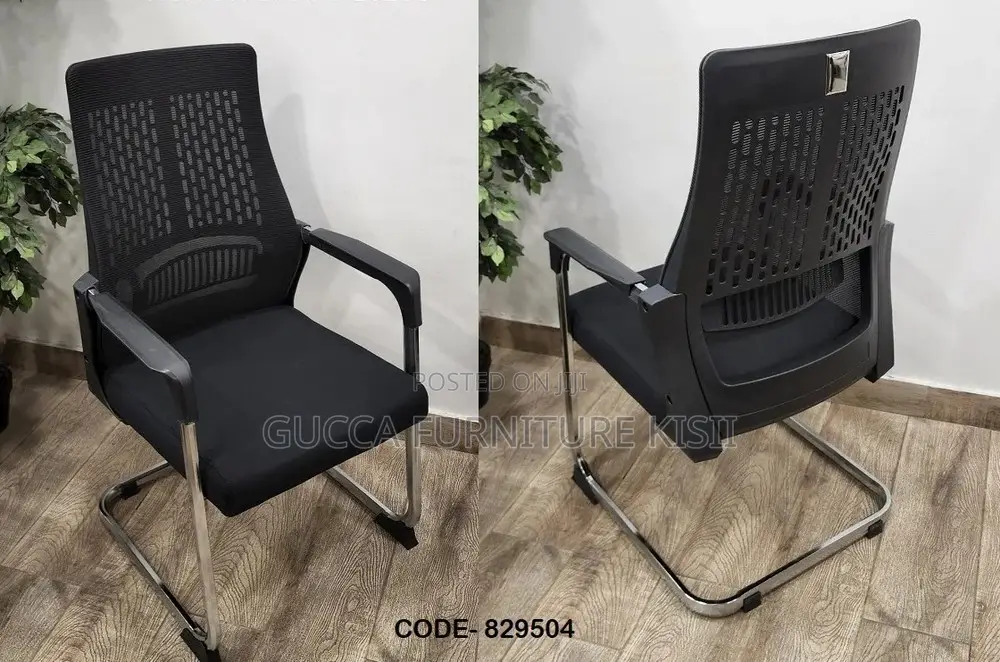 Office Chair; Midback Chrome Based Visitors Office Chair
