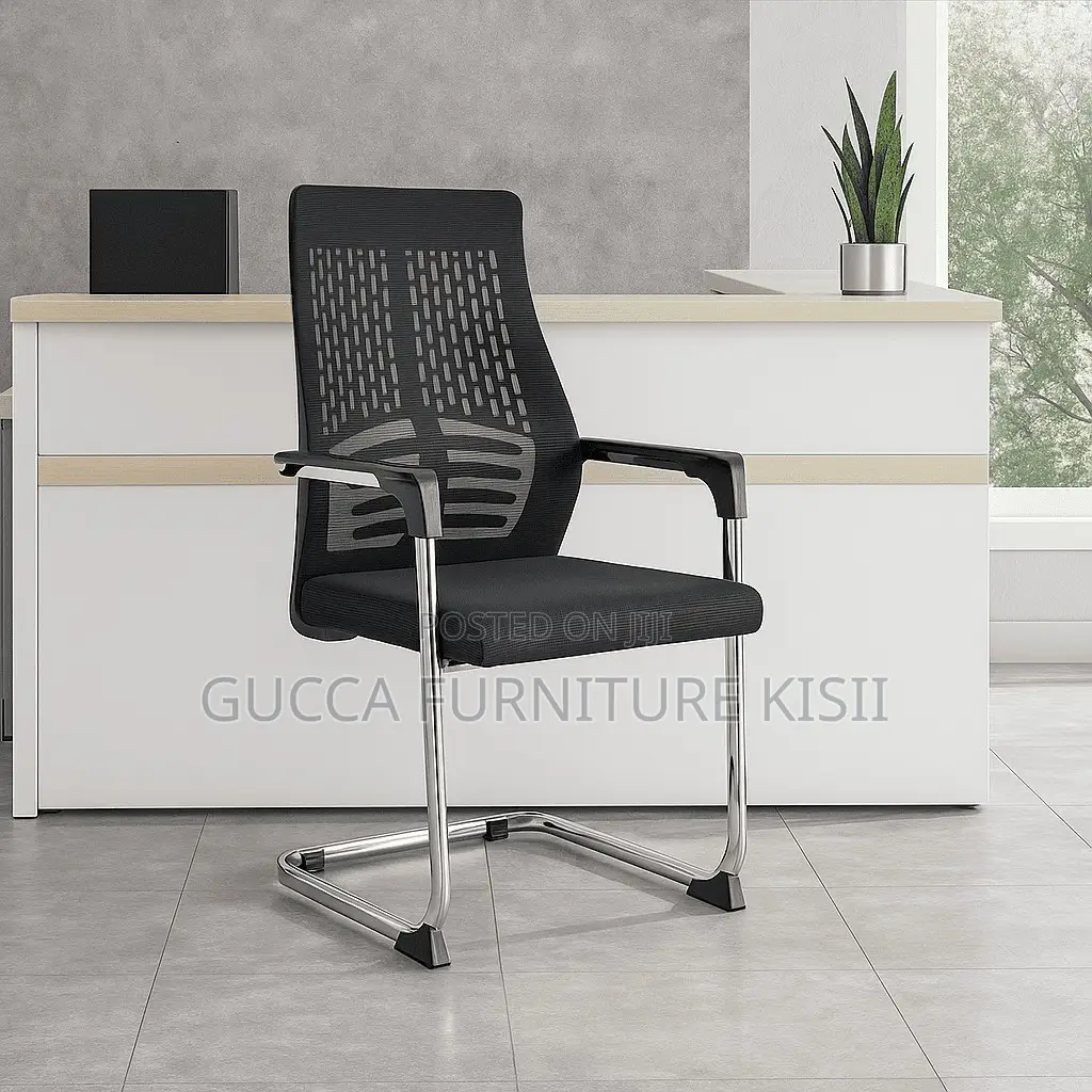Office Chair; Midback Chrome Based Visitors Office Chair