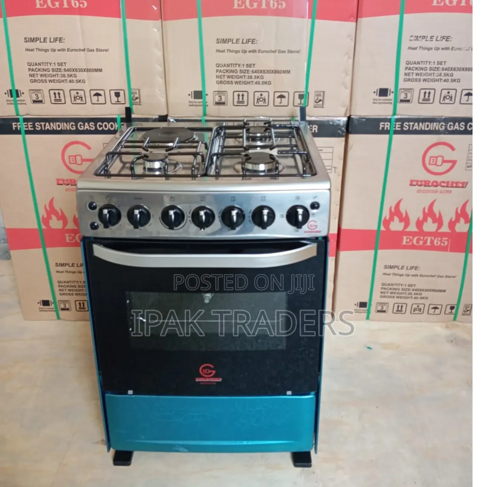 60*65 Eurochef Free Standing 3 Gas Burner +1 Electric Cooker