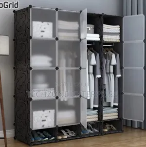 Portable 4- Column Plastic Wardrobes in  Different Colours ,,