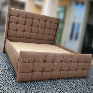 5x6 Brown Grid Tufted Chester Bed: Pay on Delivery