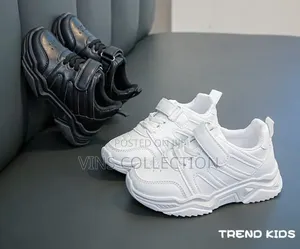 Kids Pure White and Black Sneakers
