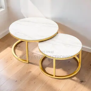 Modern Design 2 in 1 Marble Top Gold Stand Nesting Coffee Table