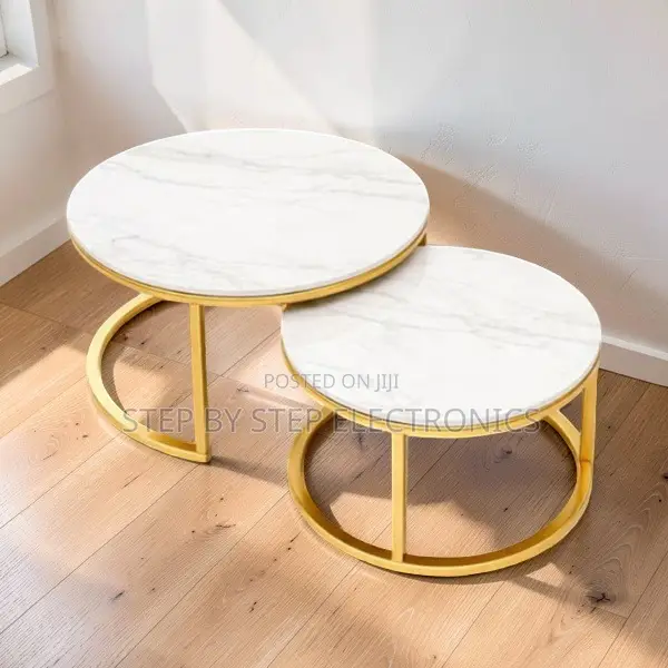 Modern Design 2 in 1 Marble Top Gold Stand Nesting Coffee Table