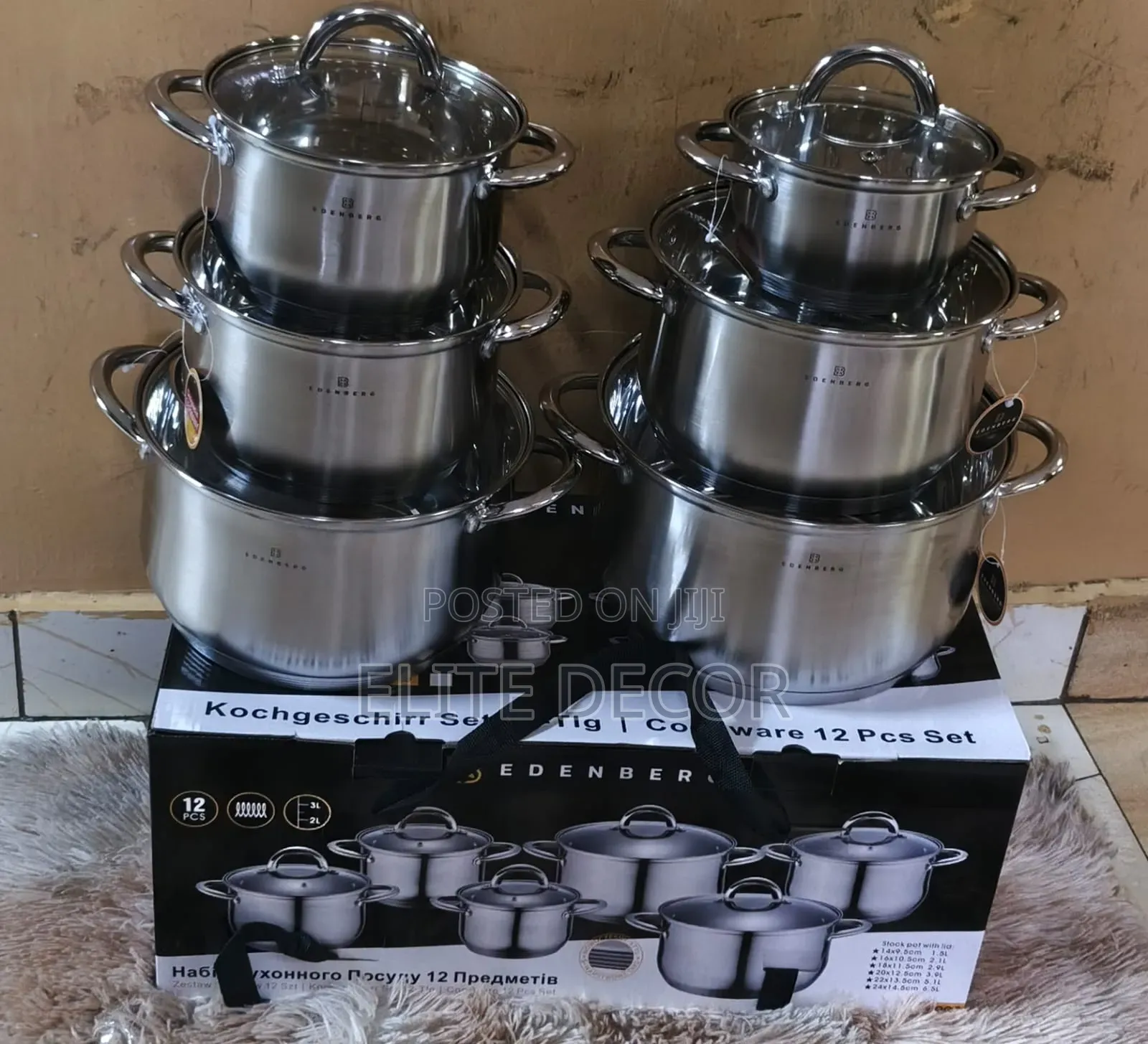 Edenburg EB-4000 12-Piece Stainless Steel Cookware Set