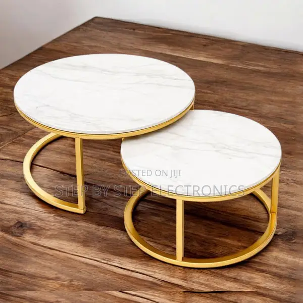 Elegant Style 2 in 1 Marble Top Gold Stand Nesting Coffee Table