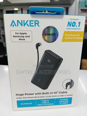 Anker Zolo Power Bank (20,000mAh, 22.5W) With Built-in 90° USB-C Cable