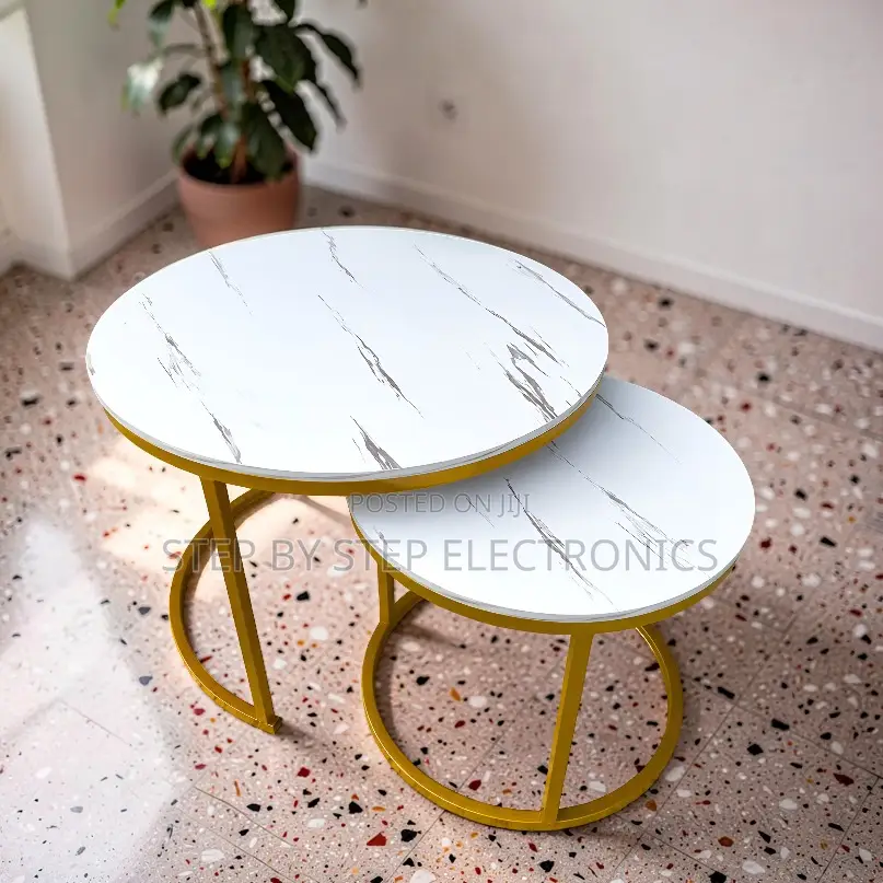 Stylish Design 2 in 1 Marble Top Gold Stand Nesting Coffee Table