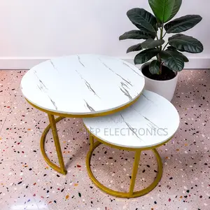 Stylish Design 2 in 1 Marble Top Gold Stand Nesting Coffee Table