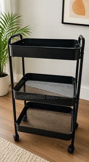Metallic 3 Layer Trolley Rack Mesh Trays
