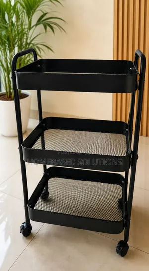 Metallic 3 Layer Trolley Rack Mesh Trays