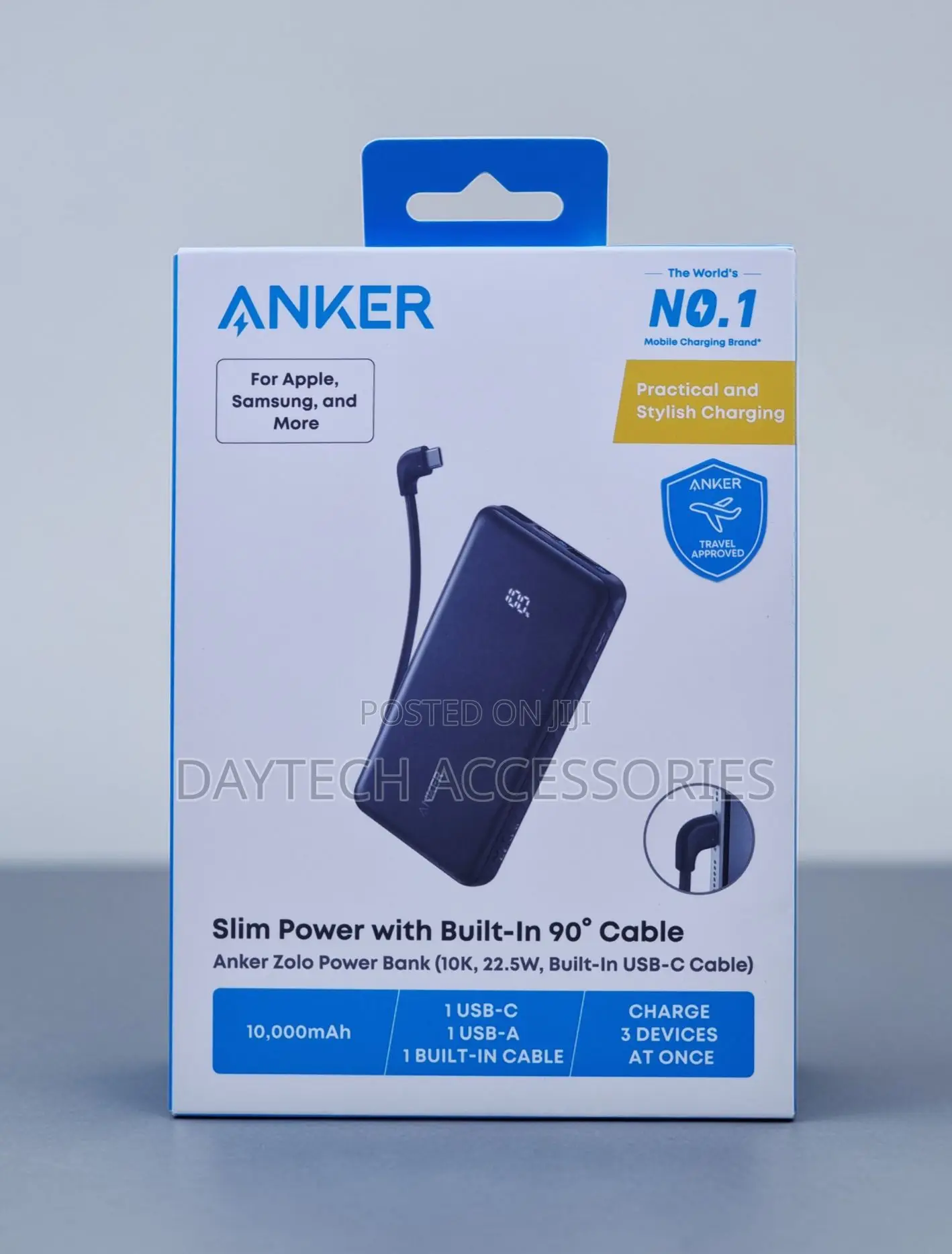 Anker Zolo Power Bank 20,000 mAh 22.5W Built-in USB-C Cable – A110EH11
