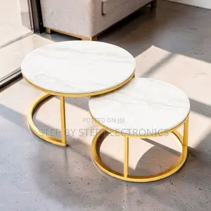 Luxury Style 2 in 1 Marble Top Gold Stand Nesting Coffee Table