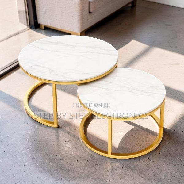 Luxury Style 2 in 1 Marble Top Gold Stand Nesting Coffee Table