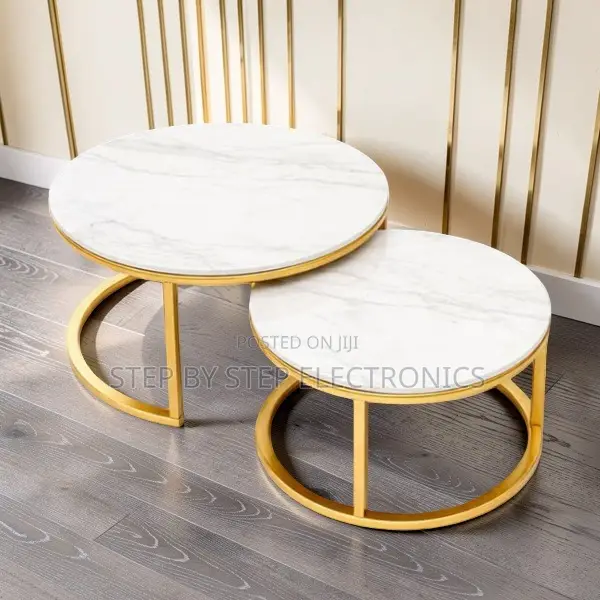 Luxury Style 2 in 1 Marble Top Gold Stand Nesting Coffee Table