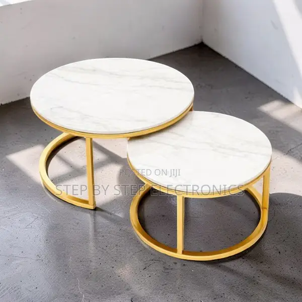 Durable Build 2 in 1 Marble Top Gold Stand Nesting Coffee Table