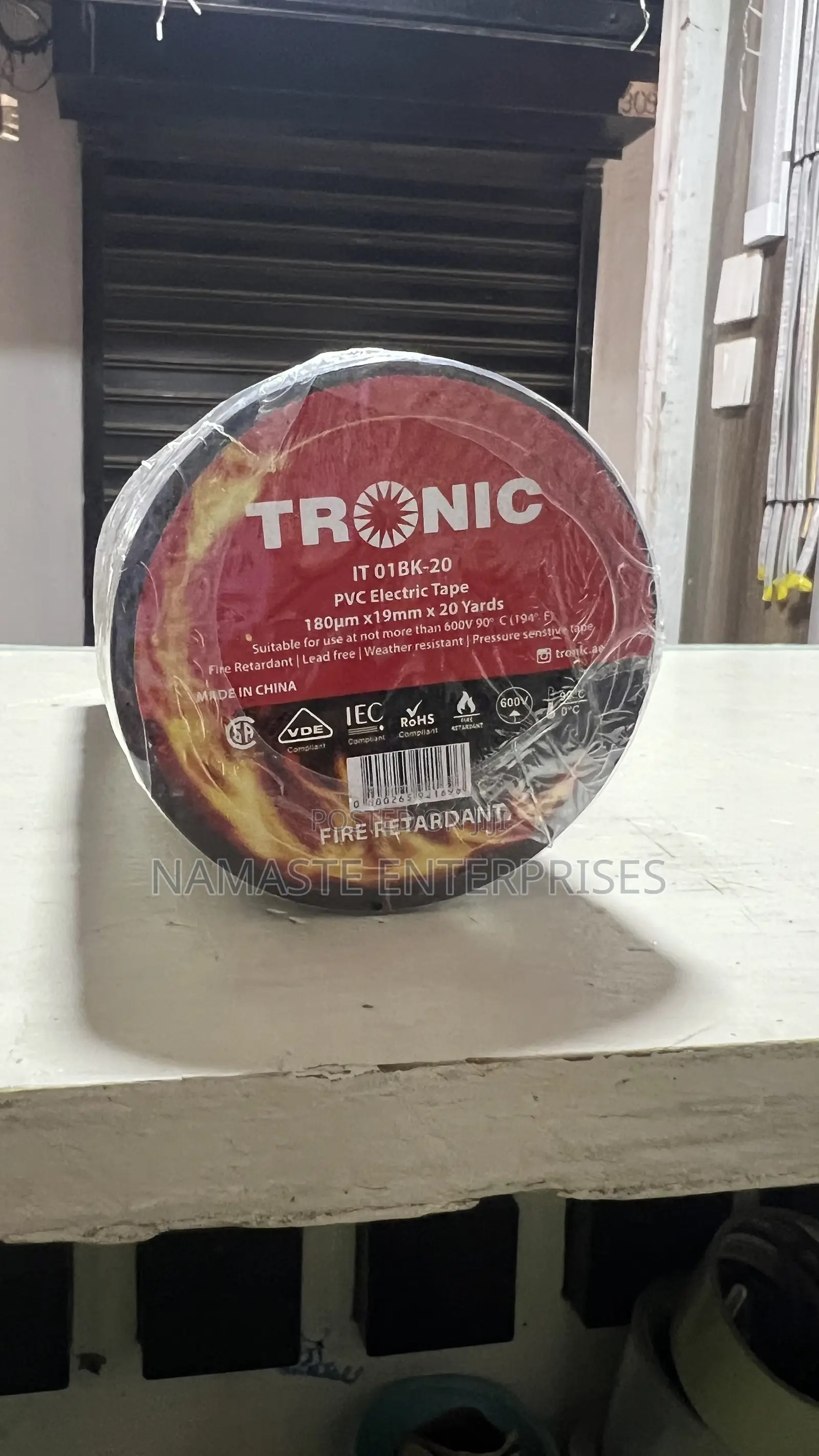 TRONIC Red Insulation Tape - 19mm X 20 Yards - Fire Retardant 600V